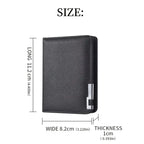 Cartera delgada negra de cuero PU – Mini Geldbörse mit Kartenfächern, Ausweishalter &amp; Geometrischem Design