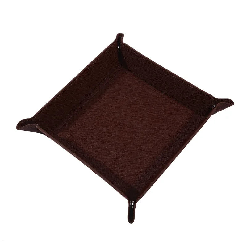 Rechteckige PU Leder Ablageschale mit Samt – Faltbares Storage Tray & Dice Tray für Schlüssel, Geldbörse, Münzen & Spiele