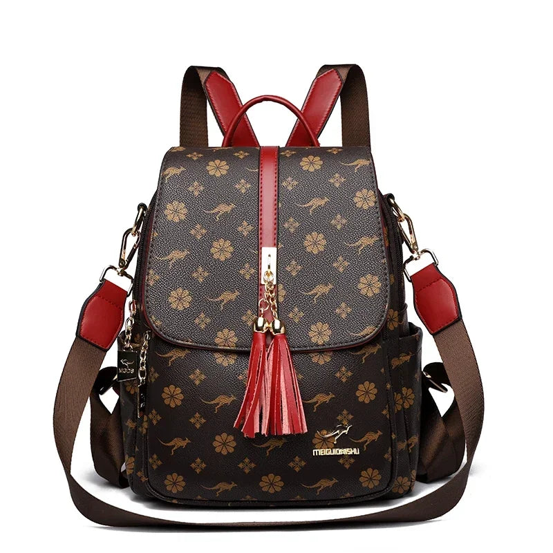 VANDERWAH Damen Leder Rucksack – Luxus Designer Rucksack mit Quaste, wasserdicht & elegant, große Innenaufteilung