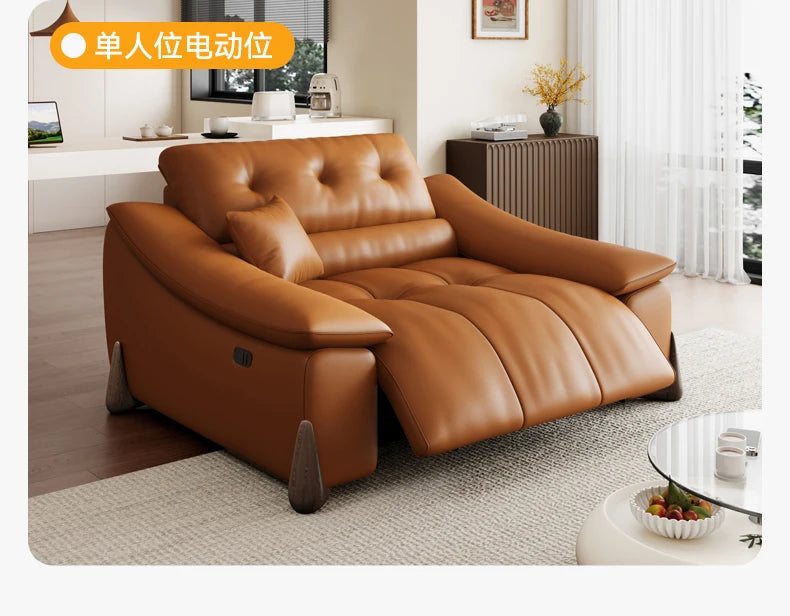 Elektrisches italienisches Multifunktions-Ledersofa – Minimalistisches Designer Schlafsofa aus Rindsleder, hochwertiges Relax-Sofa für Wohnzimmer