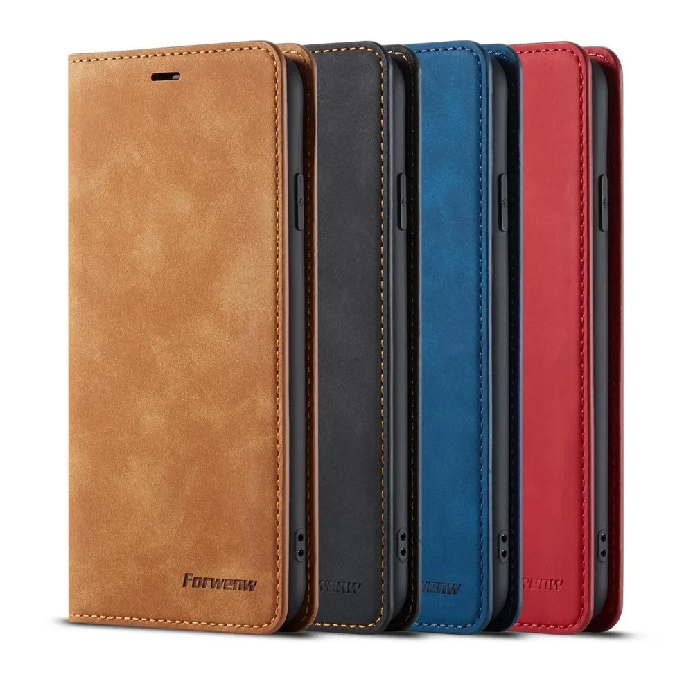Dünne Wildleder Leder Wallet Hülle für iPhone – Slim Flip Case mit starkem Magnet & Kartenfächern für iPhone 5S bis iPhone 17 Pro Max