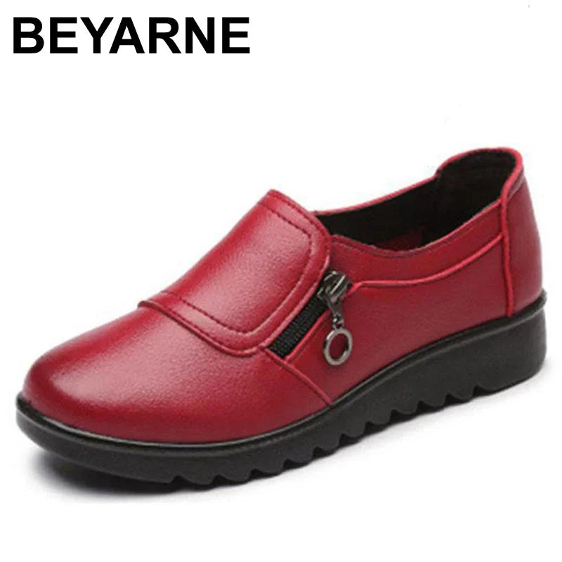 BEYARNE Damen Flats 2024 – Elegante Ballerinas aus echtem Leder, bequeme Slip-On Mokassins für Alltag & Freizeit