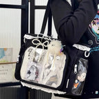 Y2K Ita Bag Damen – Sac fourre-tout transparent et bandoulière au style japonais Lolita, grand sac fourre-tout DIY Display 
