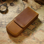 Étui à stylos en cuir véritable avec étui magnétique – Étui à stylos en cuir Crazy Horse pour 3 étuis avec étui à stylos