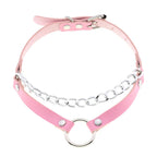 Collier ras du cou punk en cuir et strass – Collier gothique rose avec boucles d'oreilles pour hommes et femmes dans le style Harajuku