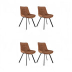 2er Set Moderne Esszimmerstühle aus Kunstleder – Retro Design Polsterstühle in Braun mit Metallbeinen für Esszimmer, Wohnzimmer & Büro