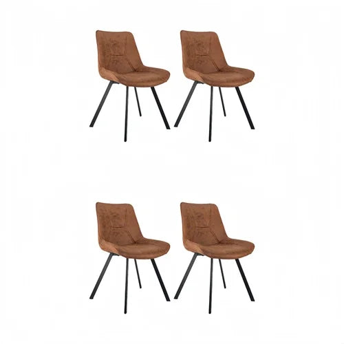 2er Set Moderne Esszimmerstühle aus Kunstleder – Retro Design Polsterstühle in Braun mit Metallbeinen für Esszimmer, Wohnzimmer & Büro