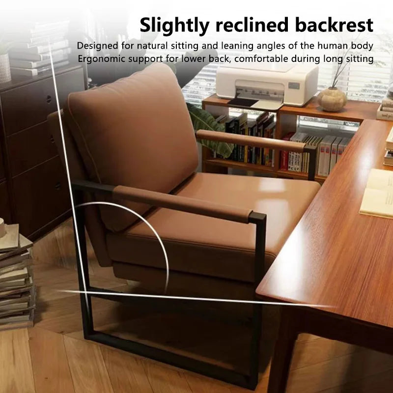 Weicher Leder Lounge Chair – Moderner Relax-Sessel mit Stahlrahmen, breiter Armchair für Wohnzimmer, Büro & Schlafzimmer