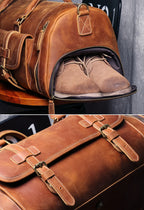 MUNUKI Vintage Crazy Horse Leder Reisetasche - Große Herren Duffle Bag aus echtem Rindsleder, robuste Weekend- &amp; Travel Tote Bag 