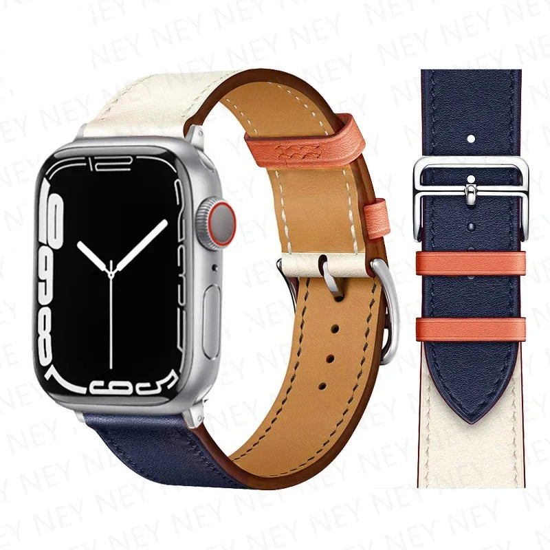Echtes Lederarmband für Apple Watch – Hochwertiges iWatch Armband 38–49 mm für Series SE, 3–10 & Ultra mit Metallschließe