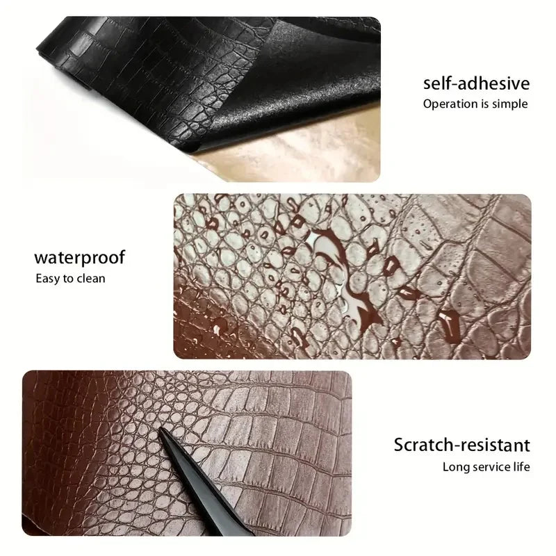 PU Kunstleder mit Krokodil-Prägung – Eleganter Lederstoff für DIY, Taschen, Möbel & Dekoration