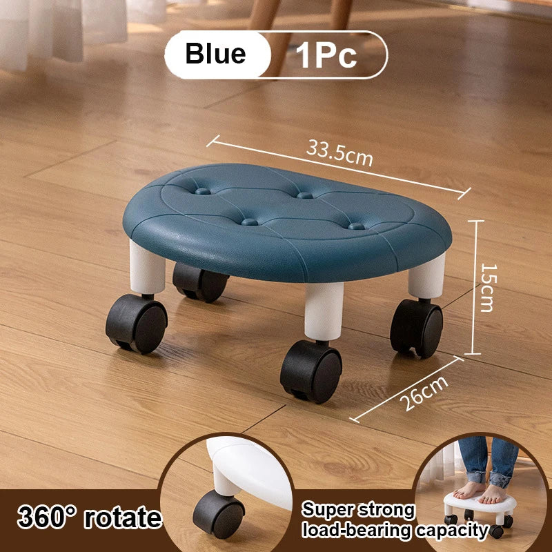 Niedriger Lederhocker mit Rollen – Runder Schuhwechselstuhl mit extra dicker Polsterung, wasserfest & mobil für ZuhauseNiedriger Lederhocker mit Rollen – Runder Schuhwechselstuhl mit extra dicker Polsterung, wasserfest & mobil für Zuhause