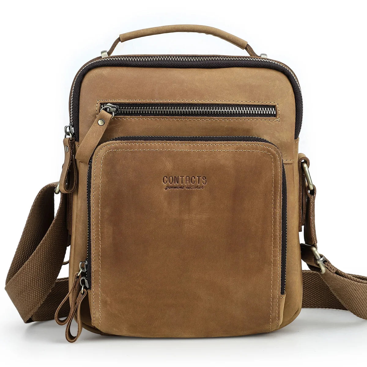 Crazy Horse Leder Herren Schultertasche de Contact - Bolso bandolera y bandolera vintage