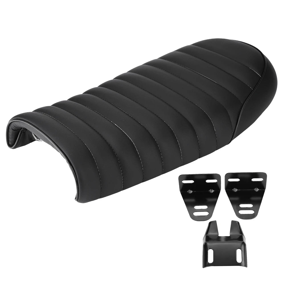 Vintage Café Racer Motorradsitz aus PU Leder – Flacher Retro Sattel para CG125, GN y CB400SS 