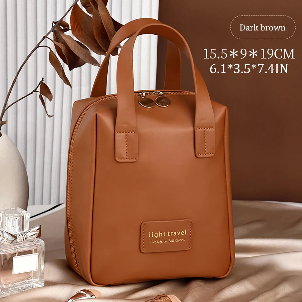 PU Kosmetiktasche mit Griff – Wasserdichte Make-up &amp; Kulturbeutel, multifuncional, leicht &amp; kompakt