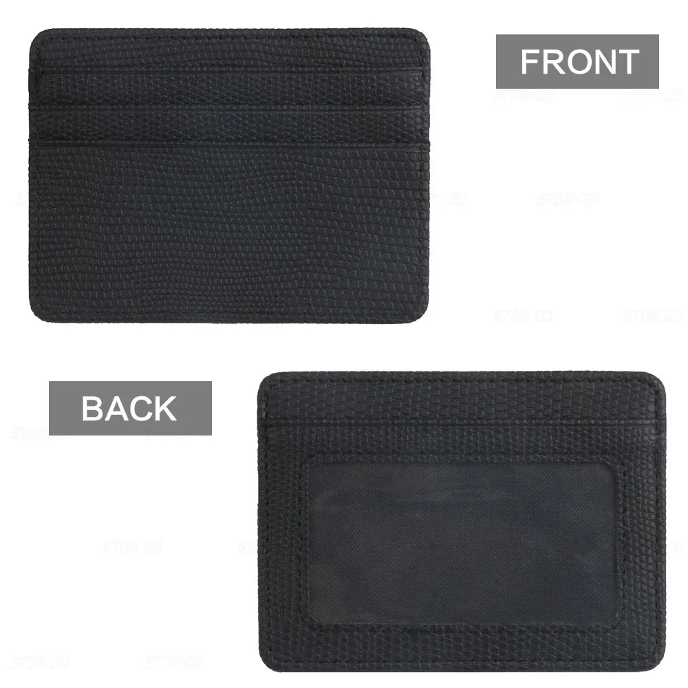 Mini Reise Kartenetui aus PU-Leder – Kompakte Geldbörse mit Echsenprägung, Sichtfenster & Reißverschluss für Damen & Herren