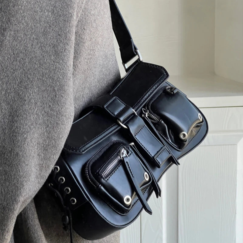 Sac à dos pour femme Yogodlns Goth Punk – Sac à dos en cuir PU cool avec sac à dos et design Ketten