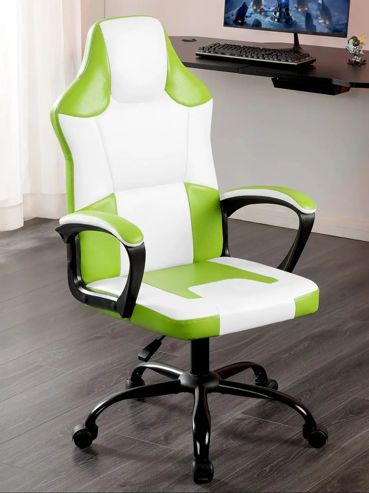 Ergonomischer Gaming Chair aus PU-Leder – Höhenverstellbarer Gamer- & Bürostuhl mit hoher Rückenlehne, Drehfunktion & Rollen für Erwachsene & Jugendliche