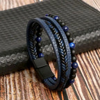 Classique Herren Lederarmband – Handgeflochtenes Multi-Layer Armband mit Magnetverschluss im modernen Punk-Style