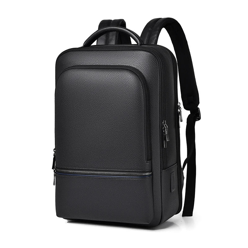 Sac à dos en cuir PU pour hommes – Fonction de chargement USB, sac à dos d'affaires et d'ordinateur portable plus moderne pour bureau et loisirs 