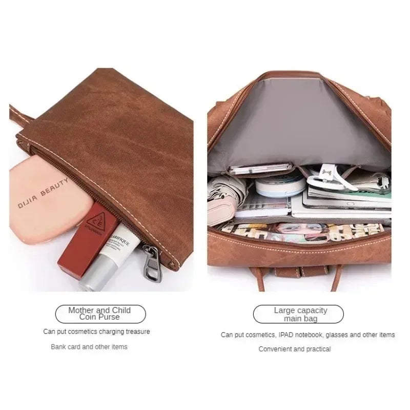 Damen PU Leder Laptop Rucksack 2025 – Diebstahlsicher, wasserdicht, große Kapazität, Business & Reise