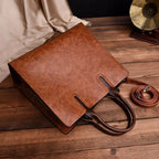 Vintage Damen Tote Bag aus Oil-Skin-Leder – Große Casual Schulter- & Crossbody-Tasche im europäischen Stil mit Reißverschluss