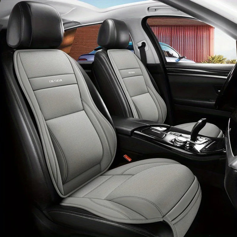 Ergonomisches PU-Leder Auto-Sitzkissen mit Rücken- & Beinunterstützung – Belüftetes Komfort-Sitzpolster mit Staufächern, universell passend