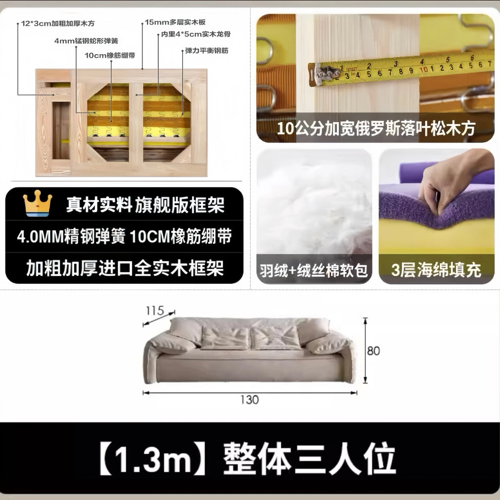 Luxuriöses Designer Ledersofa im italienischen Minimalismus – Grand canapé-lit moderne avec chaise longue, style scandinave, configuration individuelle