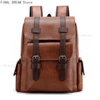 NUOYING British Vintage PU Leder Rucksack – Großer Casual & Reise-Rucksack mit Schnallenverschluss für Damen & Herren