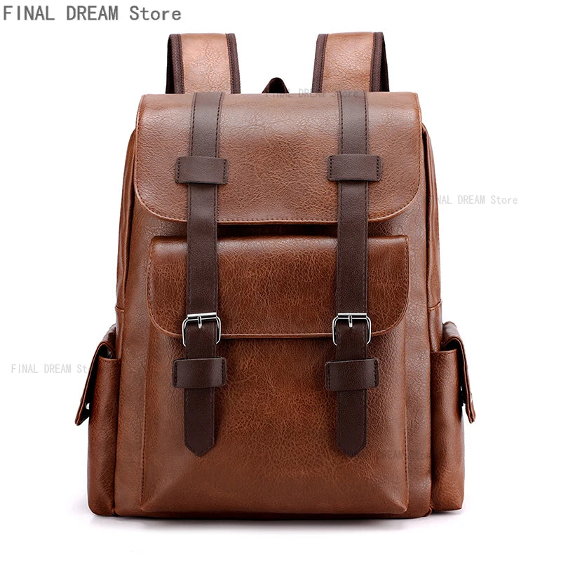 NUOYING British Vintage PU Leder Rucksack – Großer Casual & Reise-Rucksack mit Schnallenverschluss für Damen & Herren