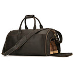 Luufan Herren Reisetasche aus Crazy Horse Leder – Faltbare Anzugtasche mit Schuhfach & Cowhide Duffel Bag