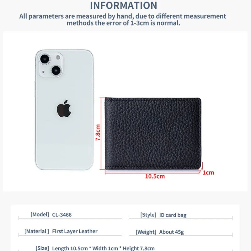 Ultradünne Leder Führerscheinhülle – Minimalistisches Bifold Kartenetui aus Echtleder mit Sichtfenster für Ausweis & Karten