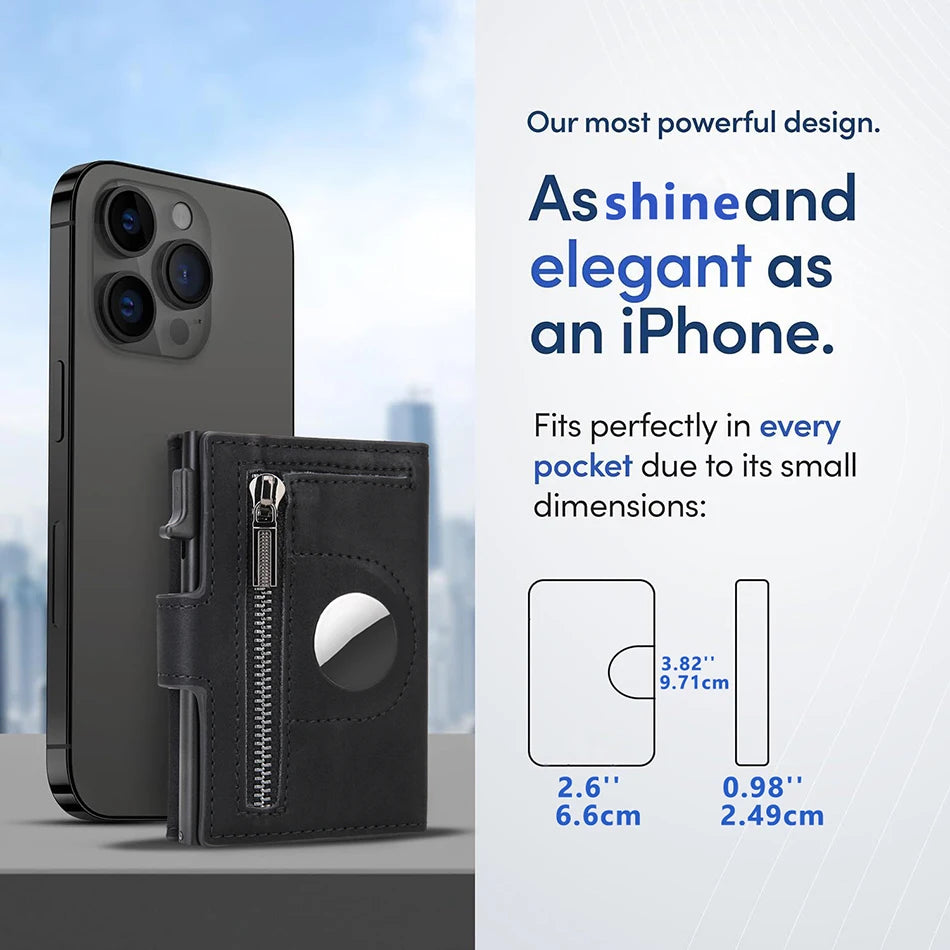 SMILEY SUNSHINE Herren RFID Carbon Fiber Mini Wallet – Slim Kreditkartenhalter mit AirTag Fach, Luxus Minimalistische Geldbörse