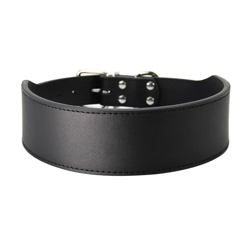 Robustes Lederhalsband für große Hunde – Strapazierfähiges Mikrofaser-Leder mit Polsterung & Schnellverschluss