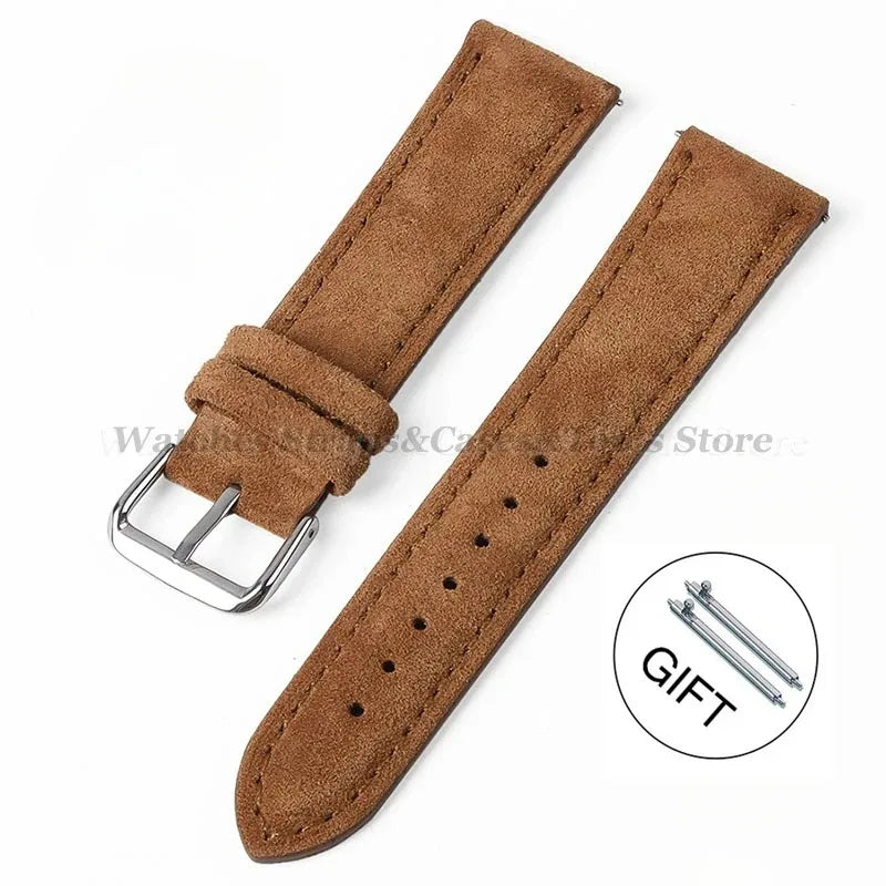 Vintage Uhrenarmband aus echtem Wildleder – Handgenähtes Suede Leder Watchband 18–24 mm für Seiko, Huawei & klassische Armbanduhren