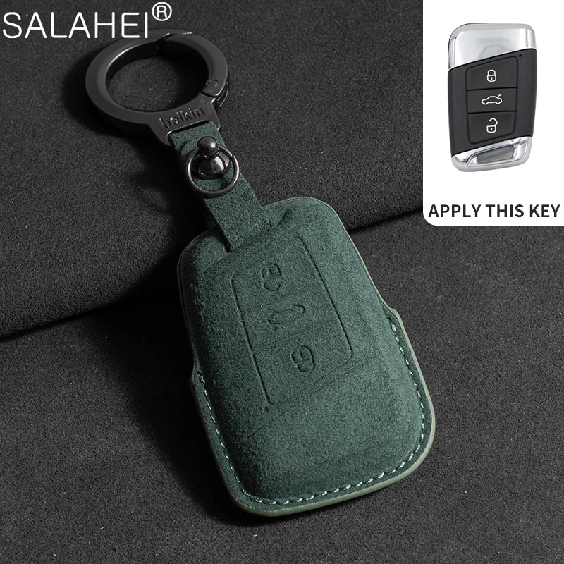 Wildleder Autoschlüssel Hülle für VW, Skoda & SEAT – Premium Key Case Cover für Passat B8, Tiguan MK2, Golf 8, Octavia A7/A8 & Leon MK4