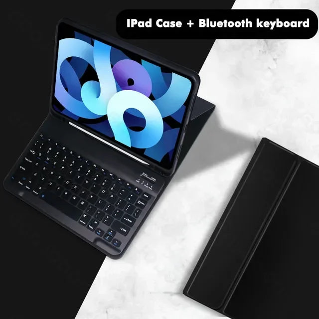 Bunte Bluetooth Tastatur Hülle für iPad 10.2, iPad 7/8/9/10, iPad Pro 11, iPad Air 4 & 5, iPad mini 5 & 6 – Magnetisches Leder Stand Case mit Keyboard