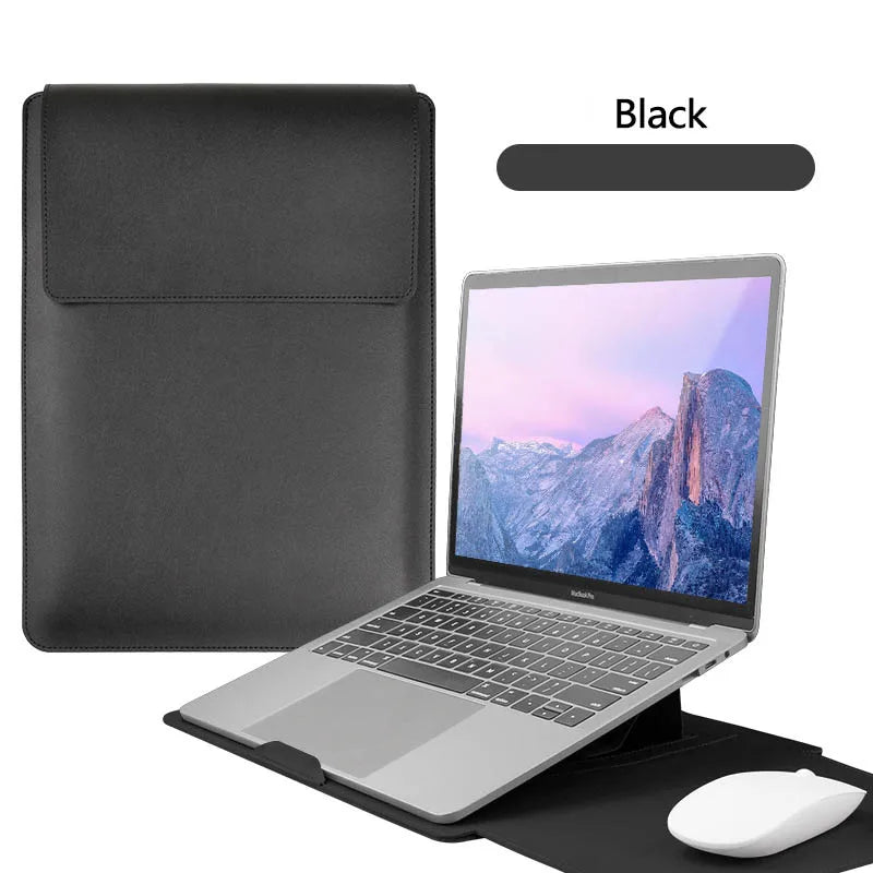 Funda de piel sintética para portátil – Funda impermeable con función atril para MacBook de 13 a 16 pulgadas, HP, Lenovo, Samsung 