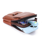MOJOYCE Herren Leder Messenger & Bauchtasche – Tragbare Cowhide Crossbody Bag mit Multi-Fächern für Outdoor, Sport & Alltag