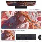 Asuka Langley XXL Anime Tapis de souris en cuir PU – Tapis de souris de jeu étanche au design Neon Genesis Evangelion