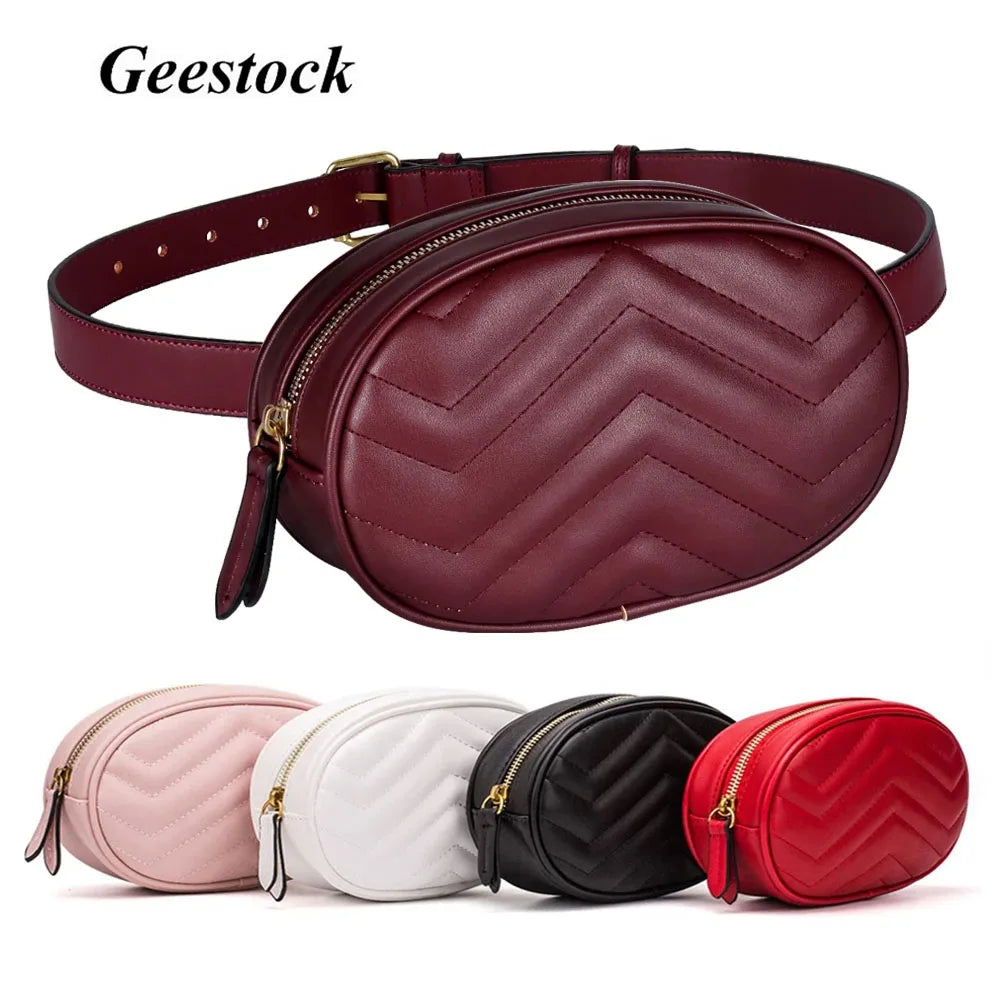 Geestock Damen Bauchtasche – Runde PU-Leder Gürteltasche, Luxuriöse Fanny Pack & Crossbody-Handtasche