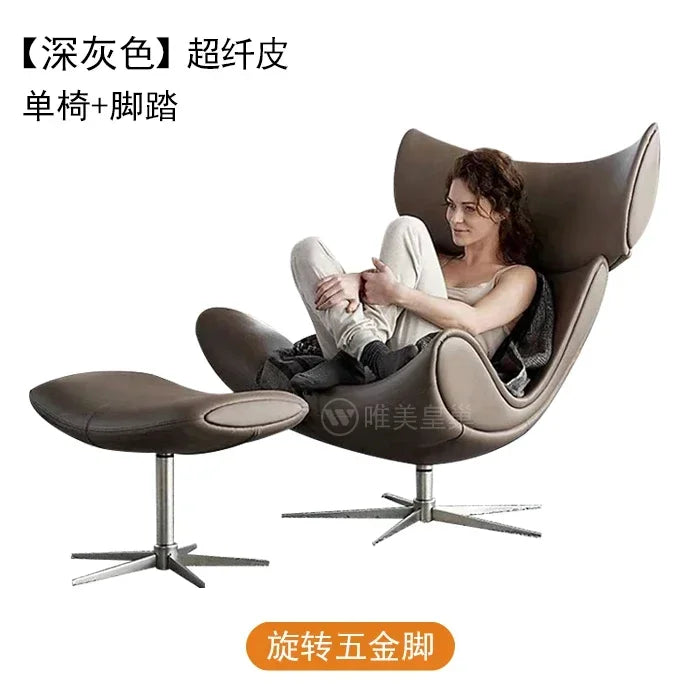 Ergonomischer Designer-Ledersessel im nordischen Stil – Moderner Relax- & Wohnzimmerstuhl mit Komfortschaum für stilvolles Wohnen