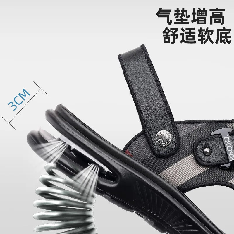 CINESSD Herren Sommer Sandalen – Air Cushion Slipper aus Lederoptik, weiche Sohle, Outdoor & Beach Schuhe für junge Männer