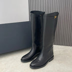 Dames Knight Boots aus véritable Rindsleder – Minimalistische Mid-Calf Lederstiefel mit weichem Schaft &amp; komfortablem Absatz