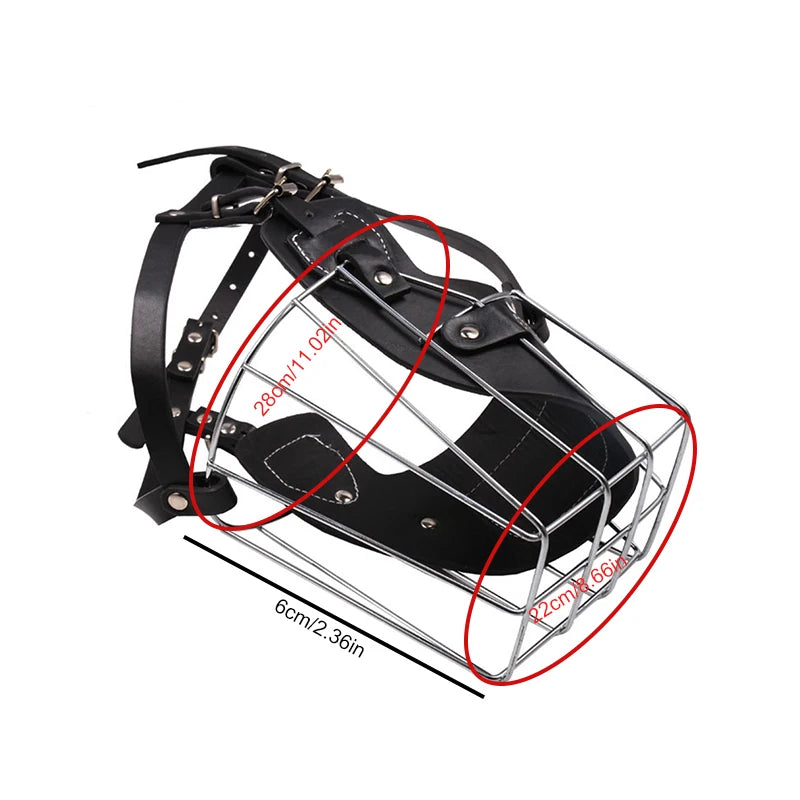 Hundemaulkorb aus Metall &amp; Leder – Atmungsaktiver, verstellbarer Maulkorb mit Lederführung für Hunde