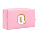 Make-up Tasche mit Initialen – Preppy Kosmetiktasche aus PU Leder, wasserdicht, tragbar & personalisierter Reise-Kulturbeutel