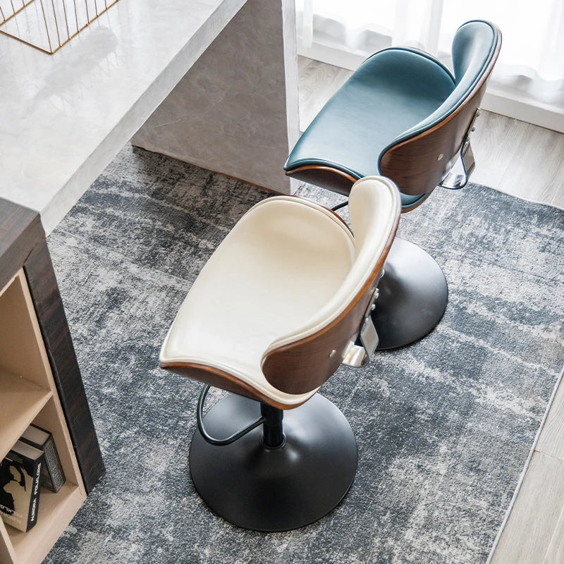 Luxus Barhocker aus Echtleder – Europäischer Design-Barstuhl, höhenverstellbar & drehbar für Home Bar, Theke und Empfang