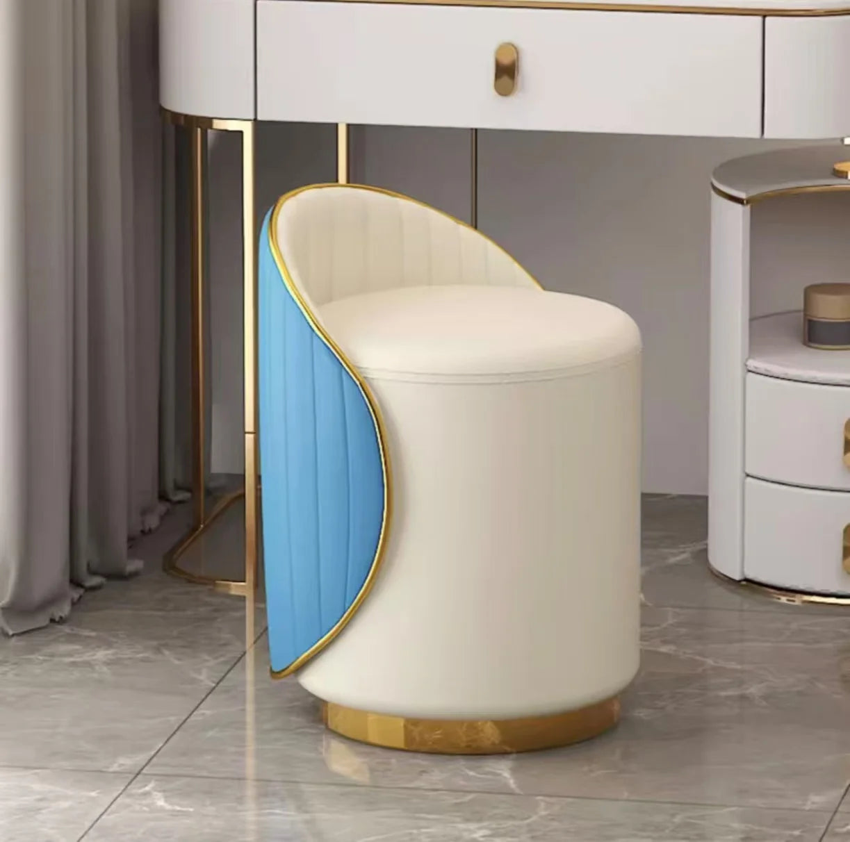 360° drehbarer Lederhocker aus Kunstleder – Moderner Schmink- & Eingangsbereich-Hocker für Flur, Wohnzimmer & Schlafzimmer