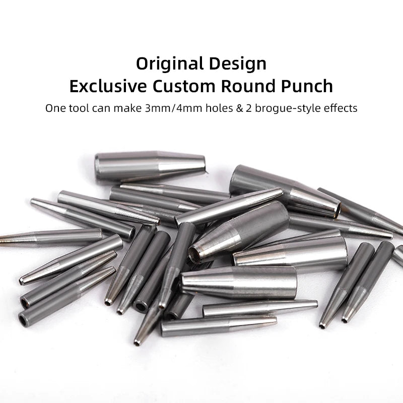 WUTA Austauschbare Brogue Lederlochstanze aus Edelstahl – Blumen- & Rundloch-Punch für Schuhe, Gürtel & Uhrenarmbänder