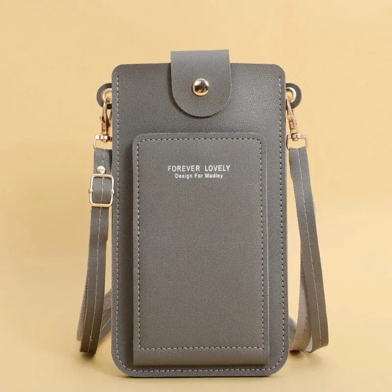 Damen Crossbody Handy-Geldbörse aus PU-Leder – Schultertasche mit Touchscreen-Handyfach, sicherem Verschluss & Business-Design